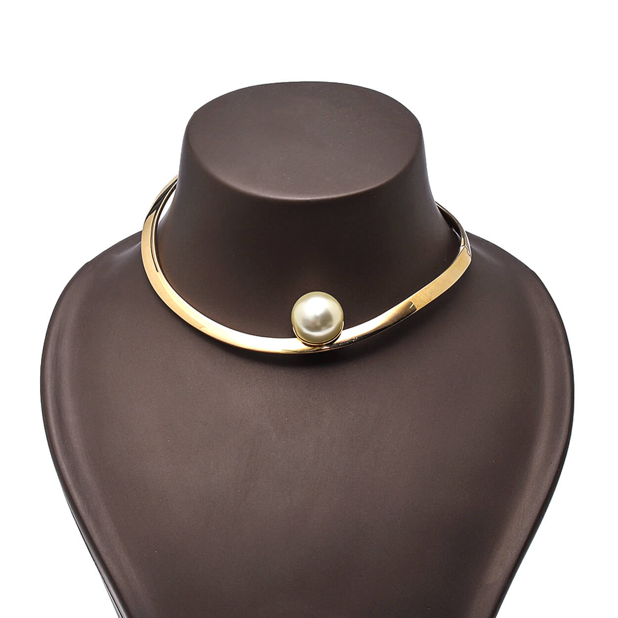 Christian Dior - Gold Tone Metal & White Pearl Choker